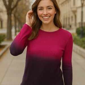 Westbound Petites Ombre Sweater Pink to Purple Gradient Size PL